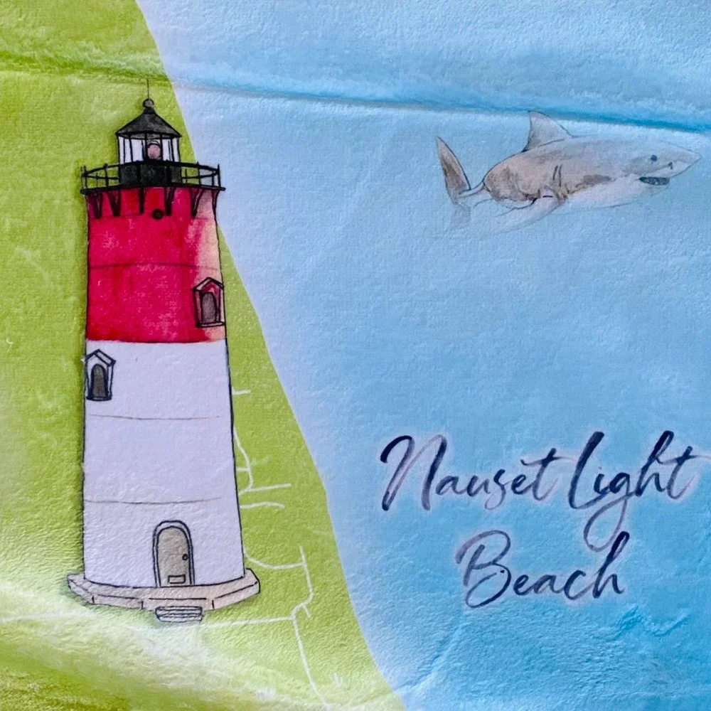 NEW without TAGS PLUSH illustrated Map of Wellfleet fleece blankets